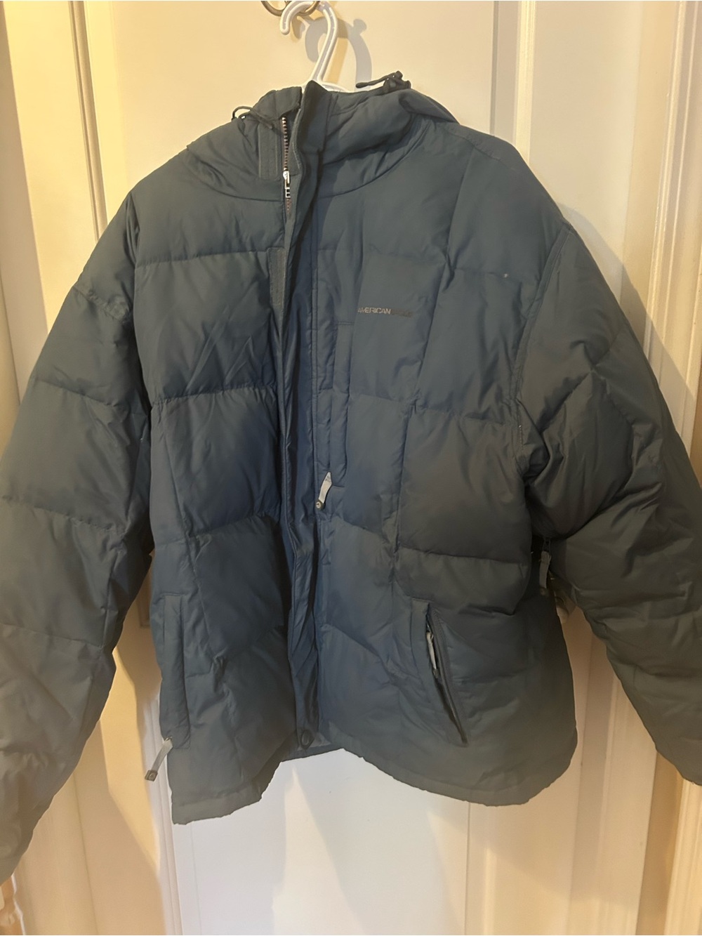 American Eagle Men's Hooded Puffer Jacket - Slate Blue
